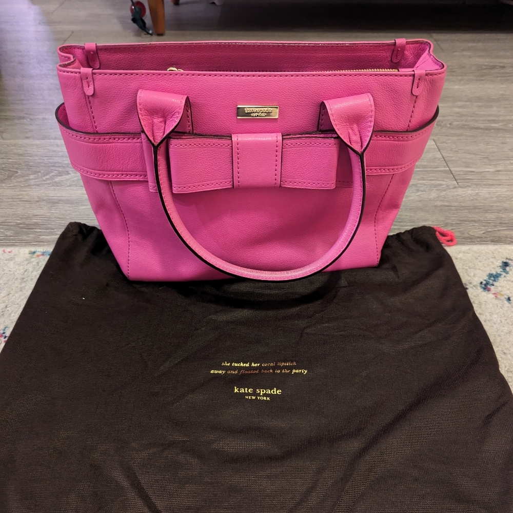 Hot Pink Kate Spade Bow Handbag Quinn Villabella Ave Tote